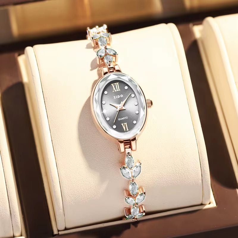 V22 Women'S Watches Light Luxury Diamond Inlaid Female Watch Waterproof Oval Ladies Fashion Quartz Bracelet Wristwatch