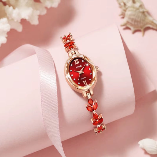 V22 Women'S Watches Light Luxury Diamond Inlaid Female Watch Waterproof Oval Ladies Fashion Quartz Bracelet Wristwatch